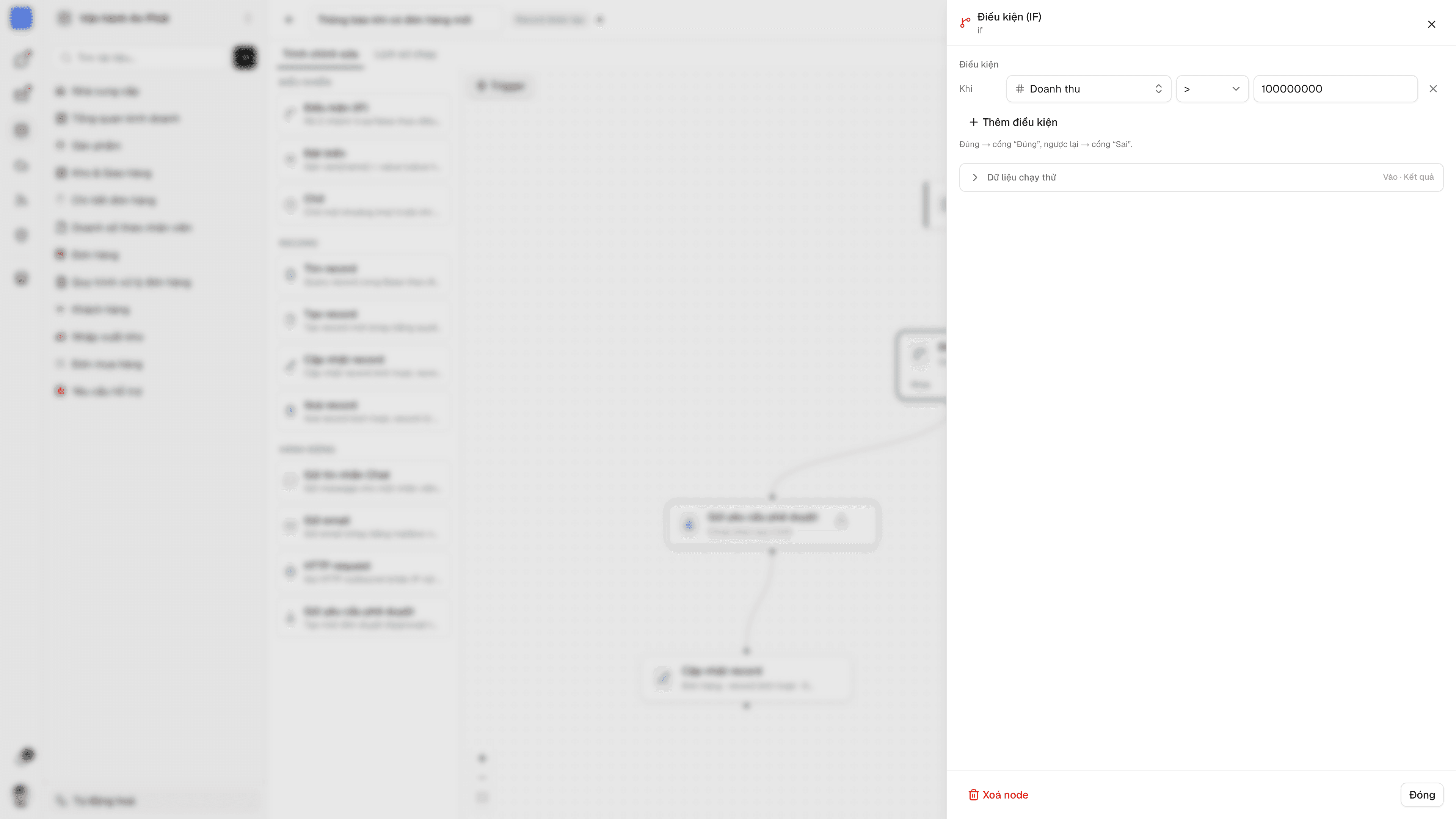 Cấu hình điều kiện của node IF