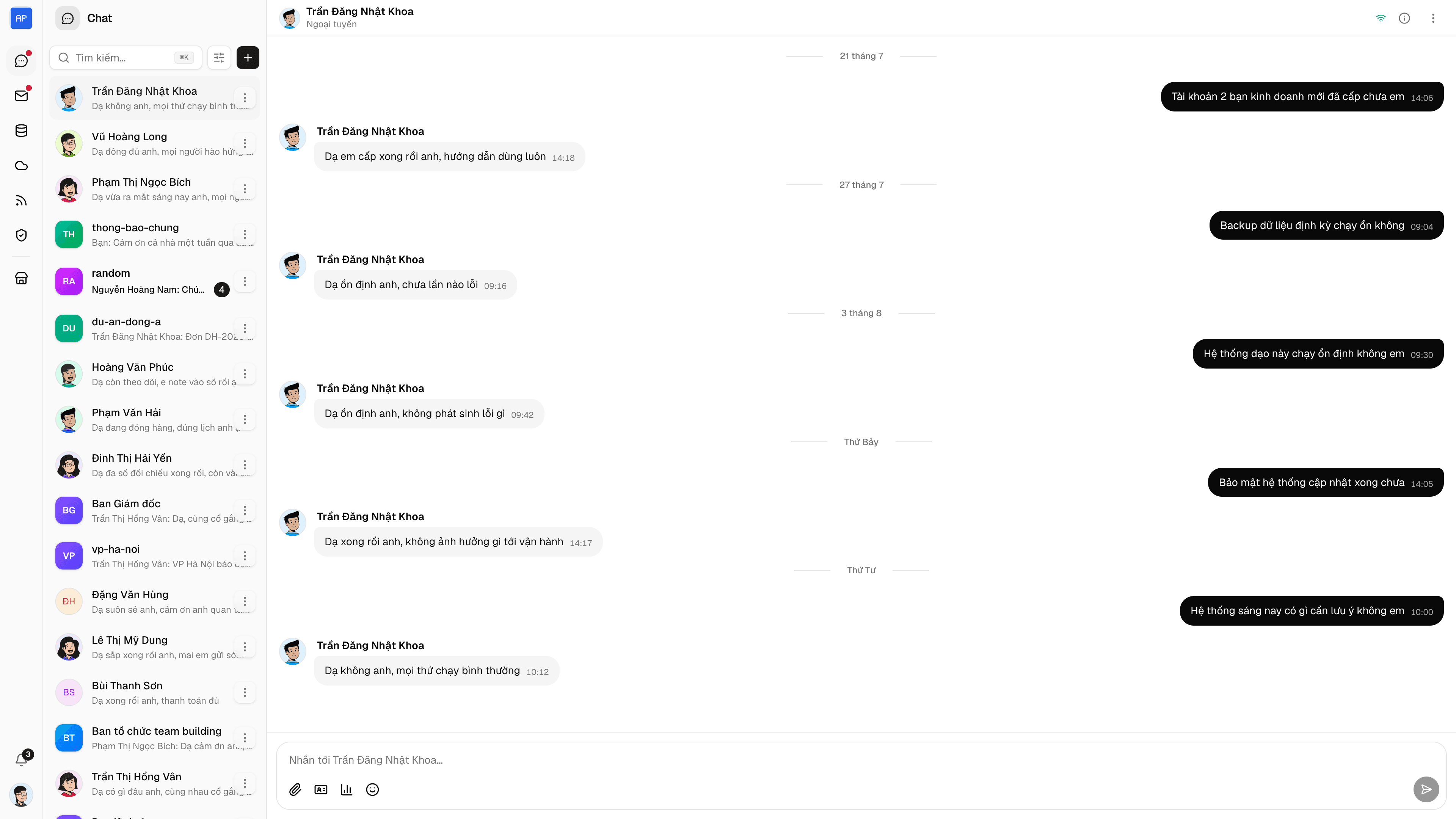 Mở ứng dụng Chat