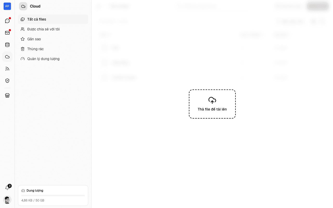 Kéo thả file vào Cloud