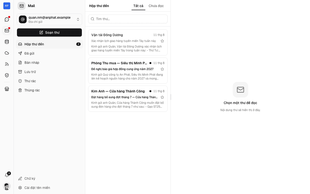 Màn hình Mail của Inforact